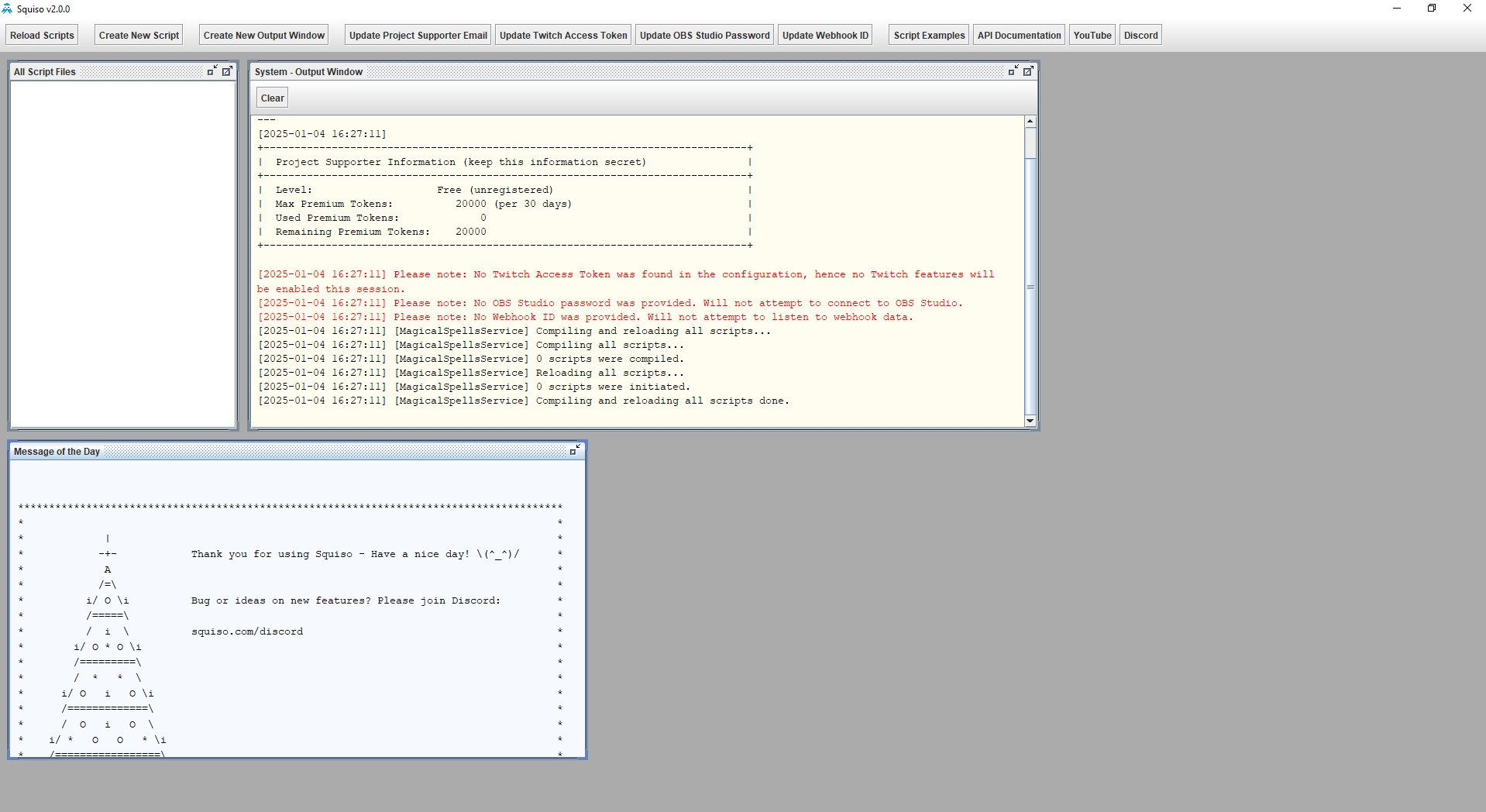 This will open up the Squiso GUI client. This will open up the Squiso GUI client.