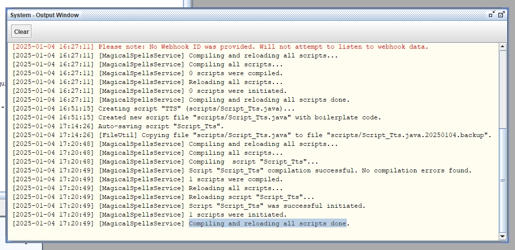 If your script has no problems you should see that everything was compiled and loaded successfully. If your script has no problems you should see that everything was compiled and loaded successfully.